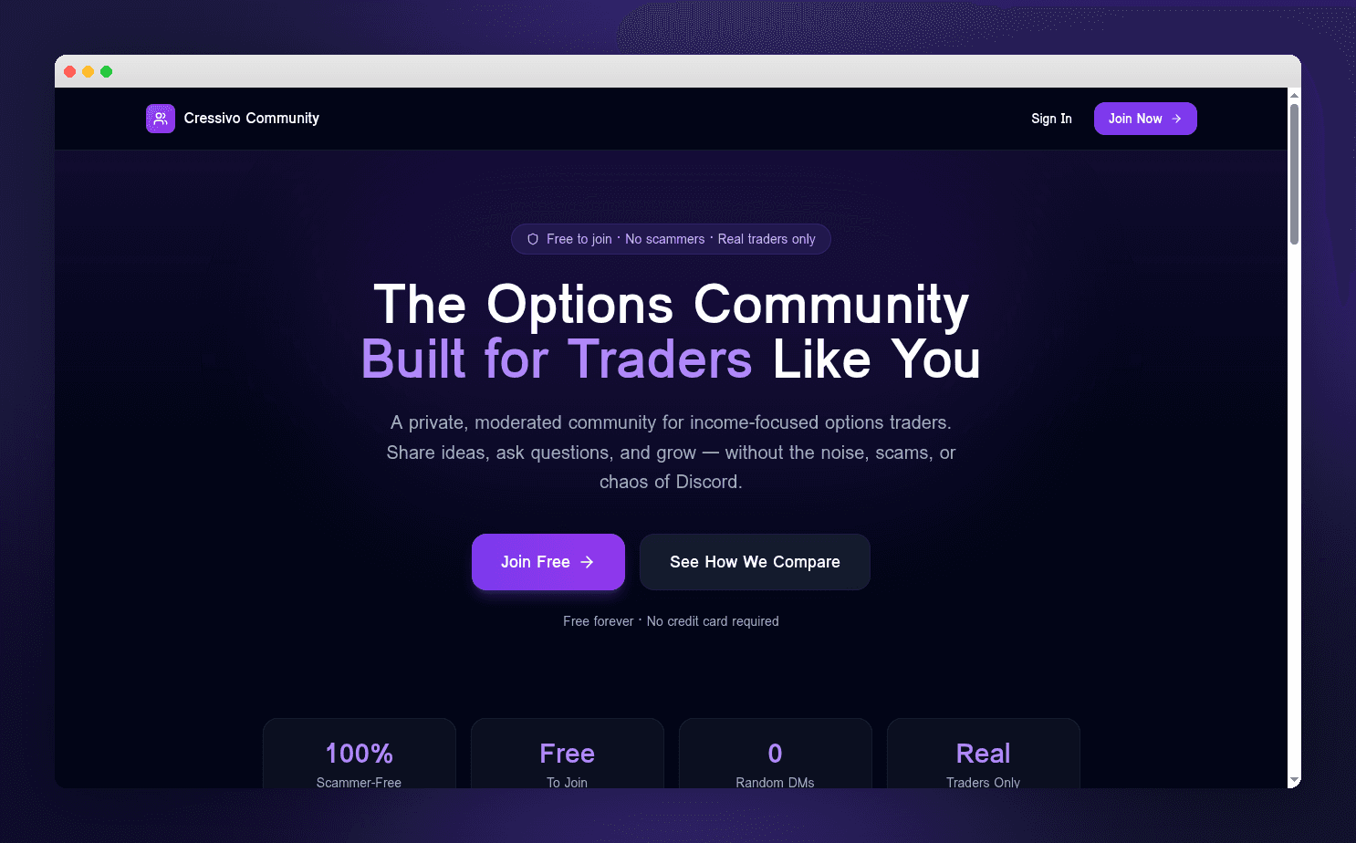 Cressivo Community app - private trading community for options traders